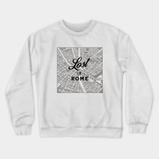 Rome B/W Retro City Street Map Pencil Drawing Crewneck Sweatshirt